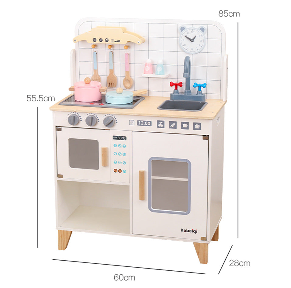 Danish Children's Pretend Play Kitchen Cooking Toy Set with Realistic Sound and Light, Refrigerator, and Wooden Stove…