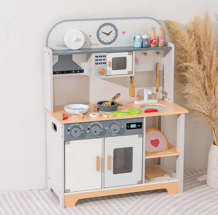Danish Children's Pretend Play Kitchen Cooking Toy Set with Realistic Sound and Light, Refrigerator, and Wooden Stove…