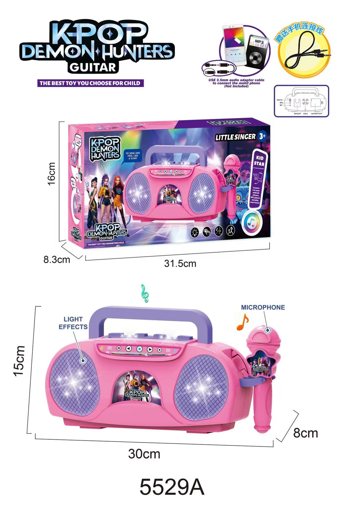 Amazon foreign trade children's microphone toys cool 5 lights boys and girls microphone play songs toys wholesale - 5529a…