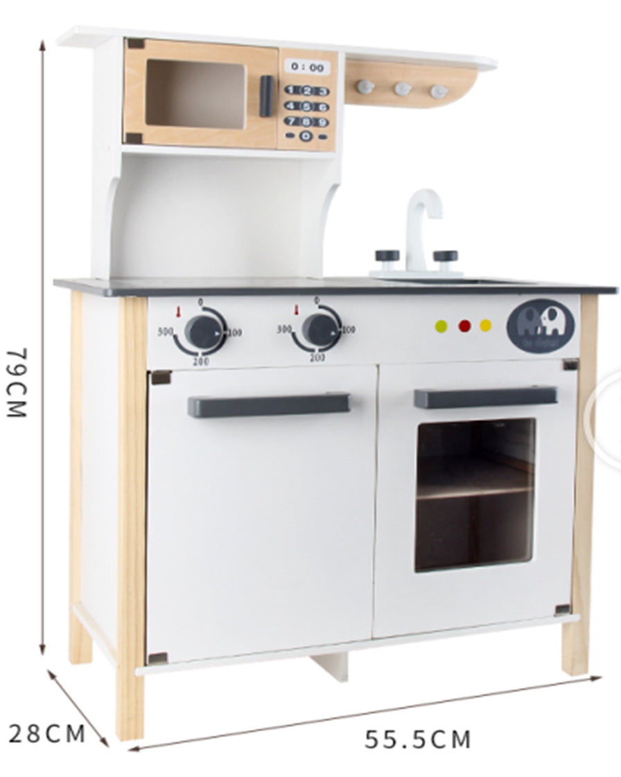 Danish Children's Pretend Play Kitchen Cooking Toy Set with Realistic Sound and Light, Refrigerator, and Wooden Stove…