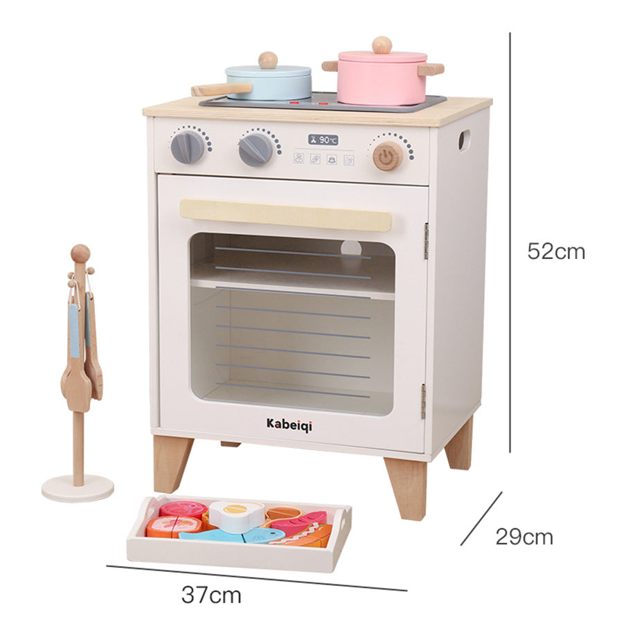 Danish Children's Pretend Play Kitchen Cooking Toy Set with Realistic Sound and Light, Refrigerator, and Wooden Stove…