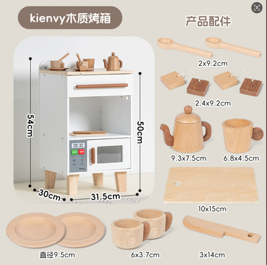 Danish Children's Pretend Play Kitchen Cooking Toy Set with Realistic Sound and Light, Refrigerator, and Wooden Stove…