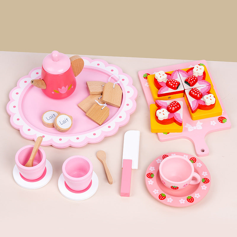 Girl's new year birthday gift simulation cake children's wooden cutting play house kitchen little Princess toy - Strawberry…