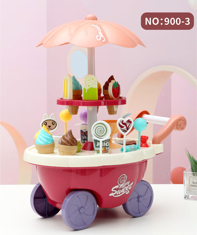 Children play house puzzle ice cream car simulation mini candy ice cream trolley toy boys and girls suit - 668-89 large…
