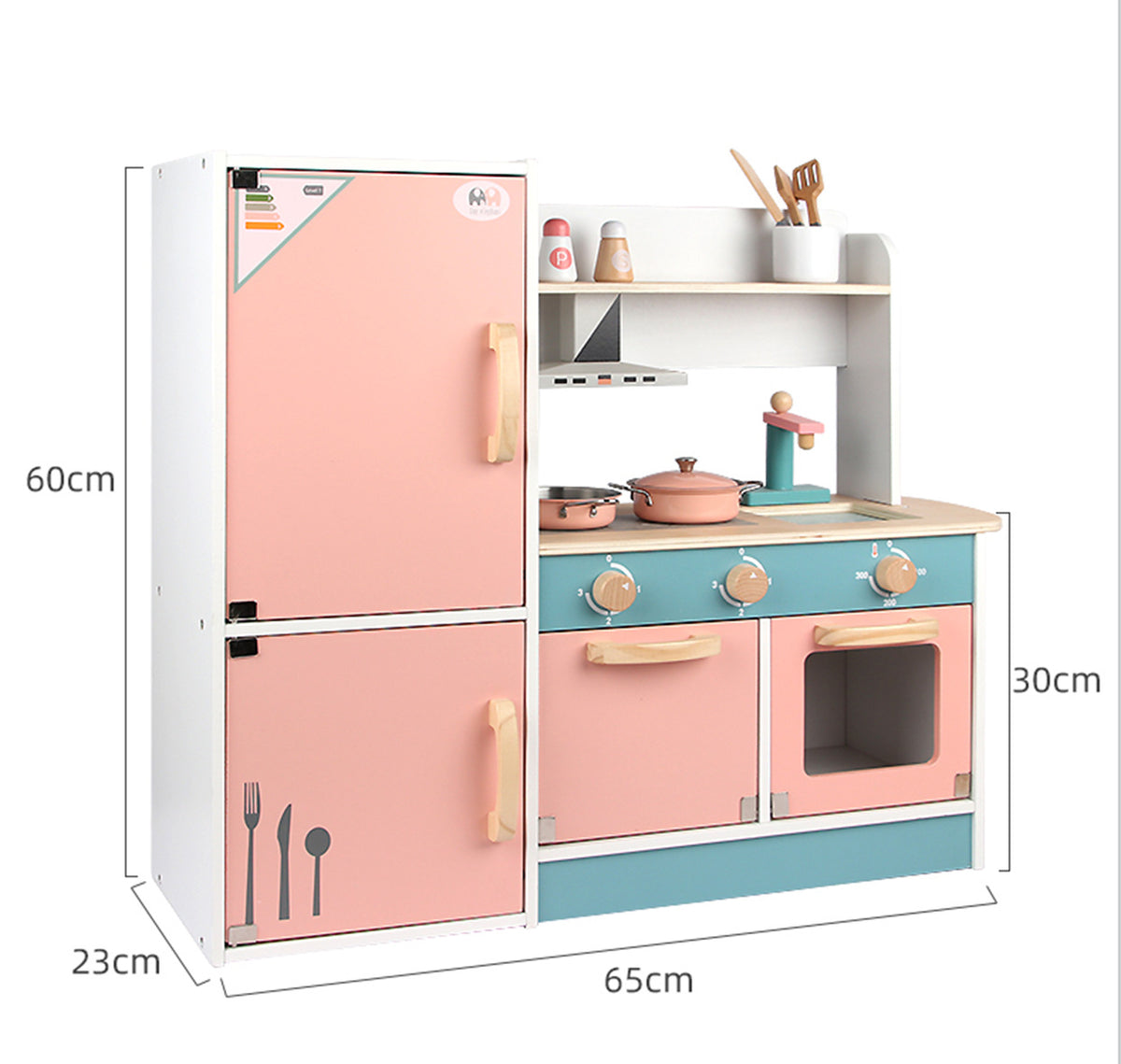 Danish Children's Pretend Play Kitchen Cooking Toy Set with Realistic Sound and Light, Refrigerator, and Wooden Stove…