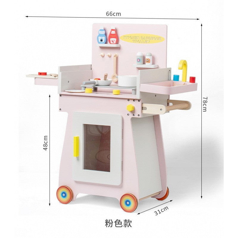 Danish Children's Pretend Play Kitchen Cooking Toy Set with Realistic Sound and Light, Refrigerator, and Wooden Stove…