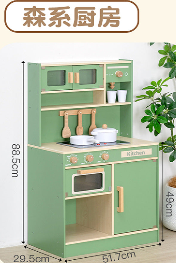 Danish Children's Pretend Play Kitchen Cooking Toy Set with Realistic Sound and Light, Refrigerator, and Wooden Stove…