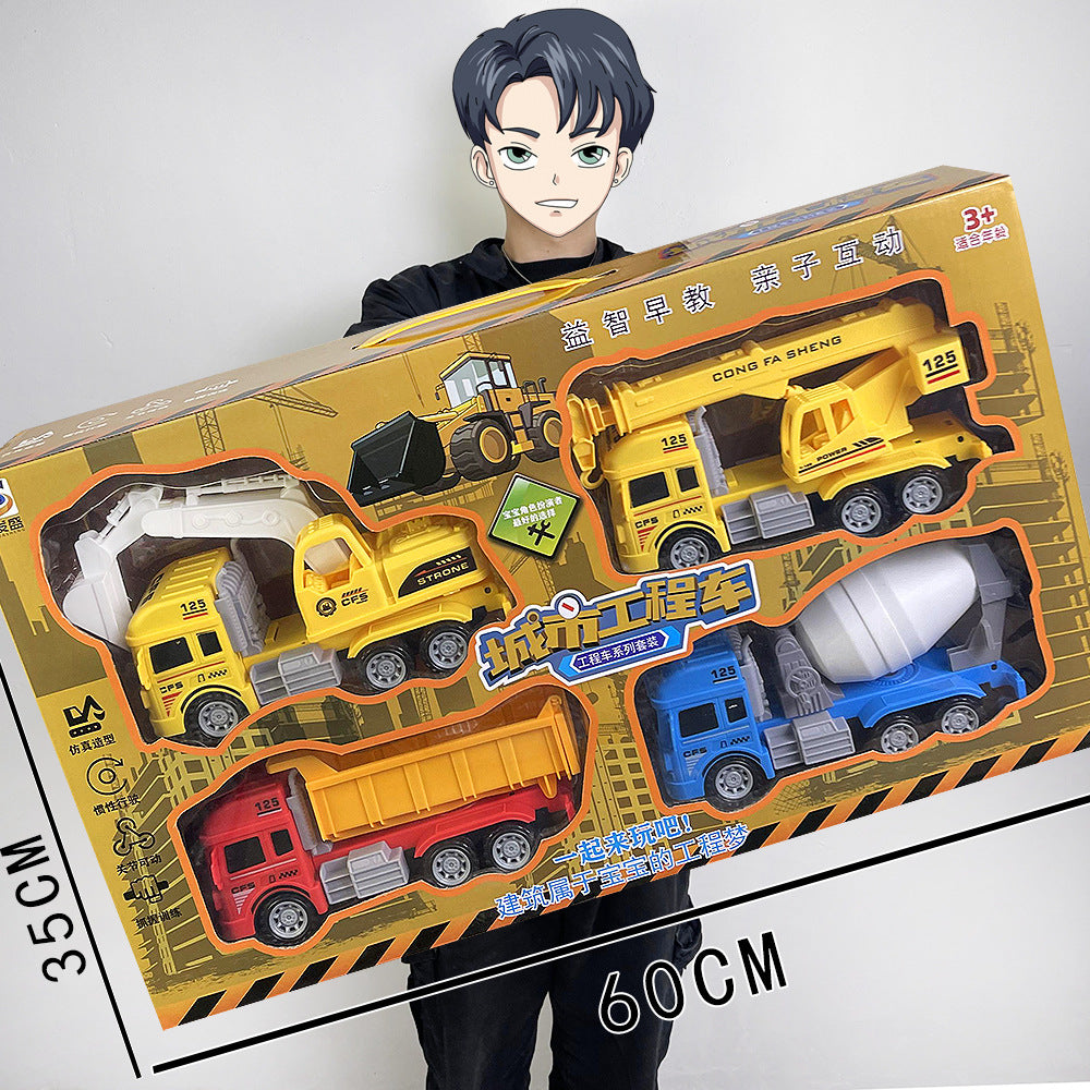 Construction Vehicle Fire Truck Toy Set Toy Car Pull-Back Car Kindergarten Training Institution Gift Boy Toy - Extra large…