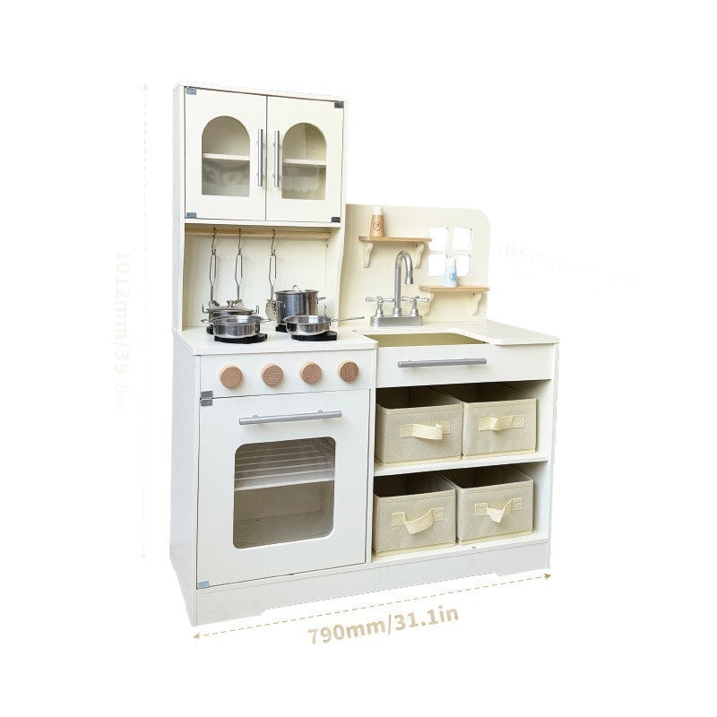 Danish Children's Pretend Play Kitchen Cooking Toy Set with Realistic Sound and Light, Refrigerator, and Wooden Stove…