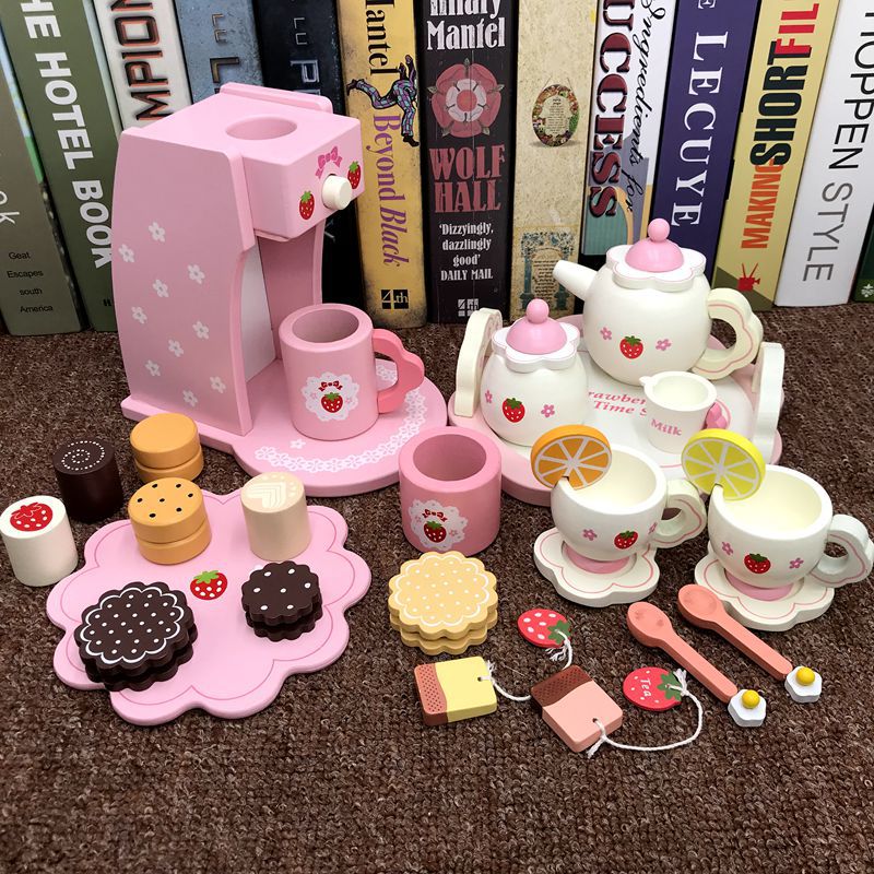 Girl's new year birthday gift simulation cake children's wooden cutting play house kitchen little Princess toy - Coffee…