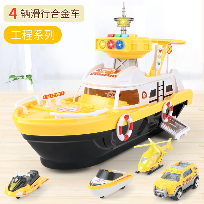 New Children's Large Inertia Storage Boat with Light Music Boys and Girls Baby Fire Police Car Toy Model - Engineering…