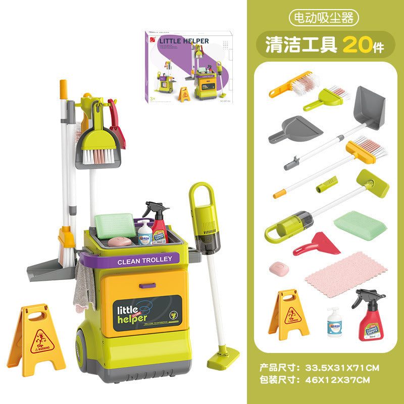 Cross-mirror children's simulation cleaning tools cart suit boys and girls children's sanitary sweeping house toys…