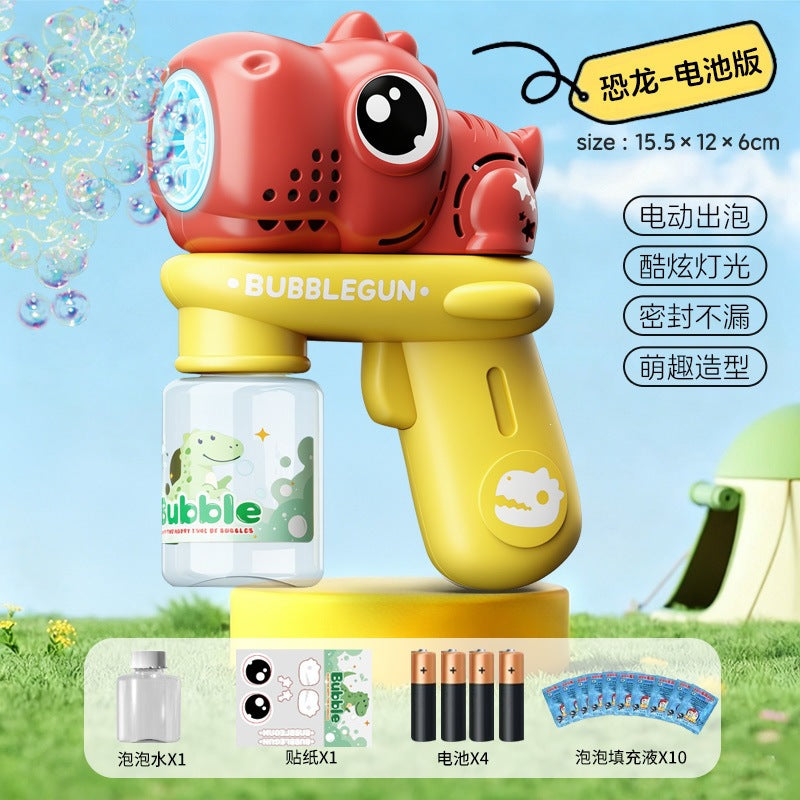 Upgraded Electric Cartoon Bubble Gun with One-Touch Bubble Release and Lights, Safe for Babies, Leak-Proof Outdoor Bubble…