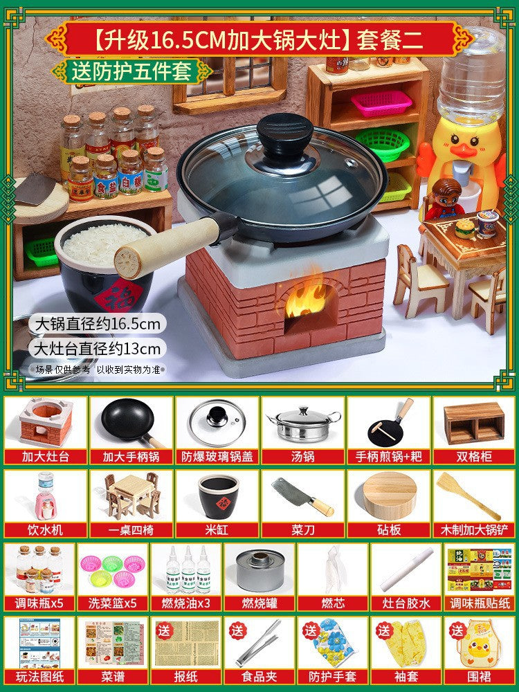 Children's mini kitchen toys can really cook house cooking wooden full set of simulation kitchenware suit manufacturers…