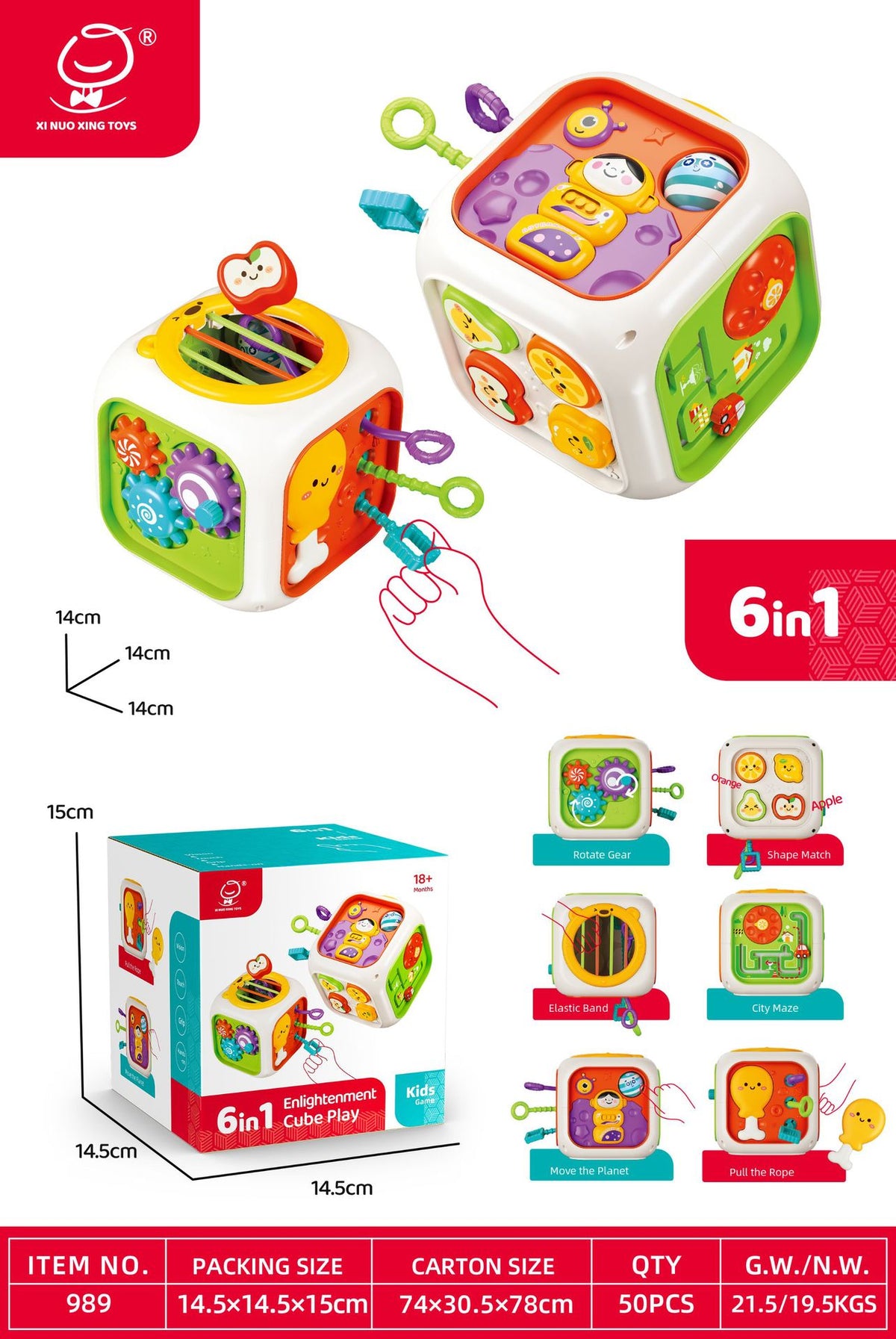 Cross-border Infant Polyhedron Hand-clapped Drum Baby Music Clap Drum Nine-sided Body Early Education Puzzle Toys for 0-3…