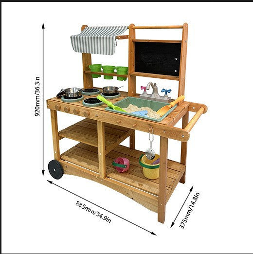 Danish Children's Pretend Play Kitchen Cooking Toy Set with Realistic Sound and Light, Refrigerator, and Wooden Stove…