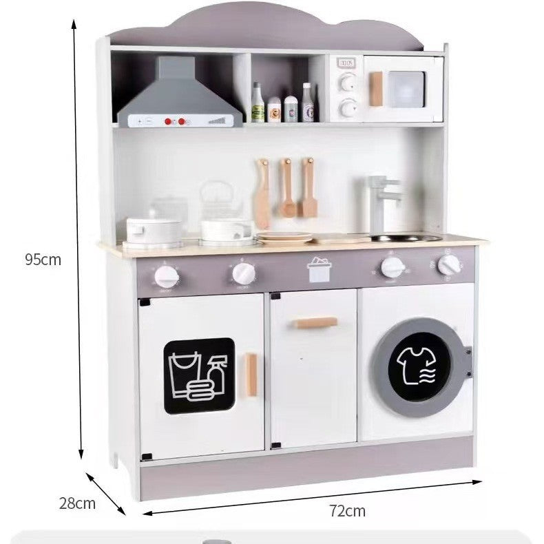 Danish Children's Pretend Play Kitchen Cooking Toy Set with Realistic Sound and Light, Refrigerator, and Wooden Stove…