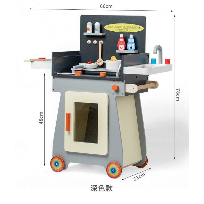 Danish Children's Pretend Play Kitchen Cooking Toy Set with Realistic Sound and Light, Refrigerator, and Wooden Stove…