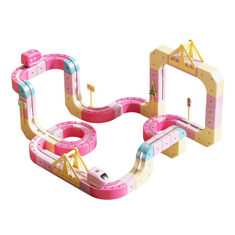 Children's Educational Electric Magnetic High-Speed Train Magic Track Cube DIY Magnetic Assembly Toy for Boys and Girls…