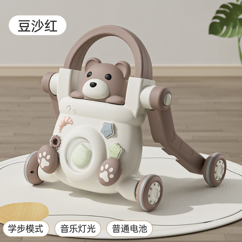 Baby Walker Anti-O-Leg Infant Multi-Functional Music Light Walking Stroller Child Toy Cartoon Walker - Bean paste red…