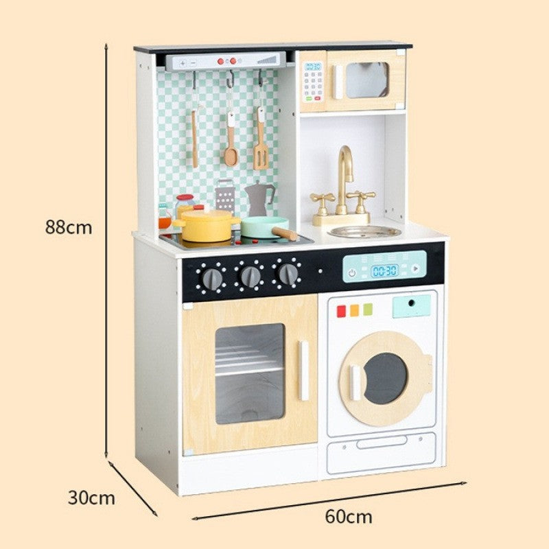 Danish Children's Pretend Play Kitchen Cooking Toy Set with Realistic Sound and Light, Refrigerator, and Wooden Stove…