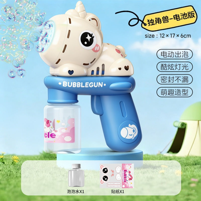 Upgraded Electric Cartoon Bubble Gun with One-Touch Bubble Release and Lights, Safe for Babies, Leak-Proof Outdoor Bubble…