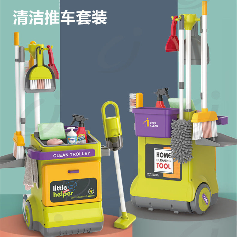 Cross-mirror children's simulation cleaning tools cart suit boys and girls children's sanitary sweeping house toys - image 4