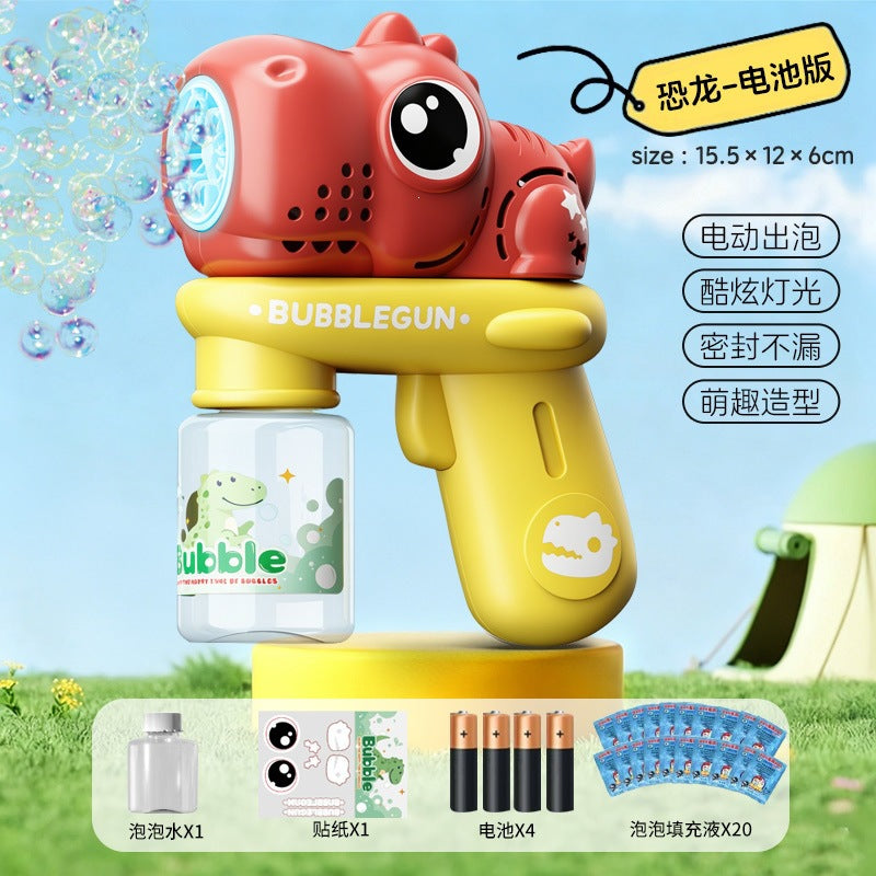 Upgraded Electric Cartoon Bubble Gun with One-Touch Bubble Release and Lights, Safe for Babies, Leak-Proof Outdoor Bubble…