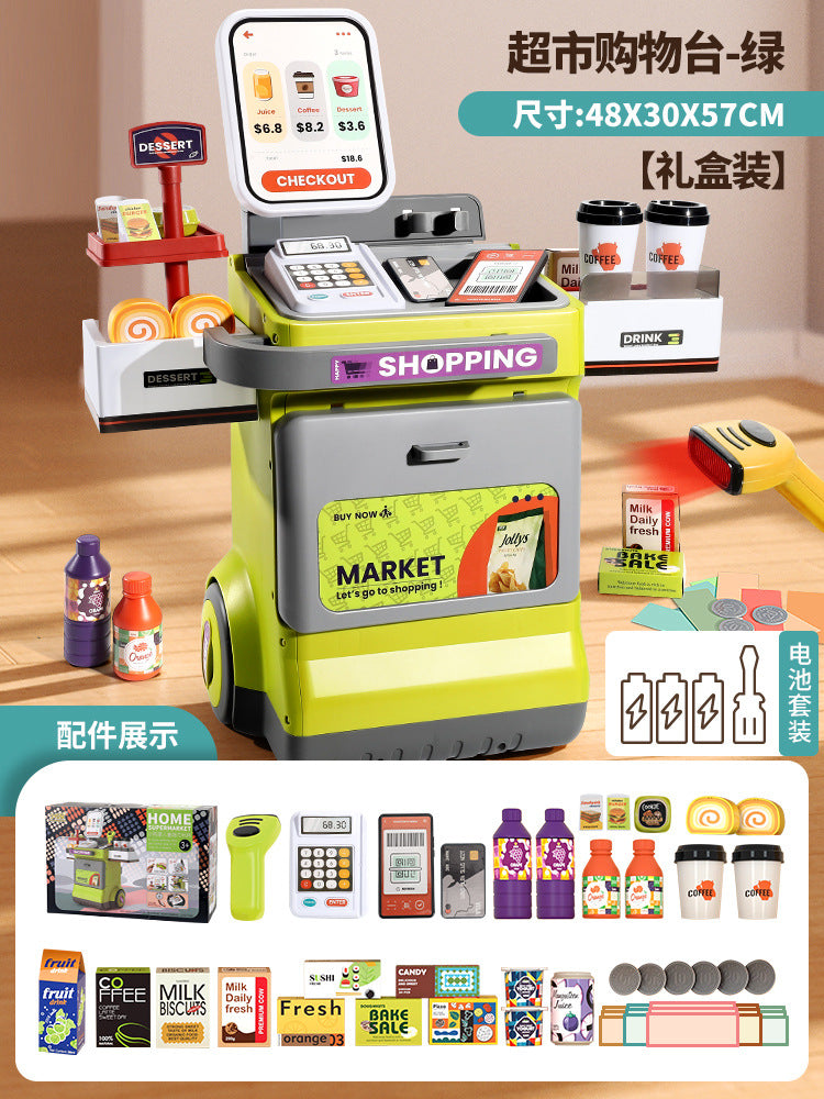 Cross-Border Children's Pretend Supermarket Cash Register Coffee Refrigerator Educational Role-Playing Toys Girls' Birthday…