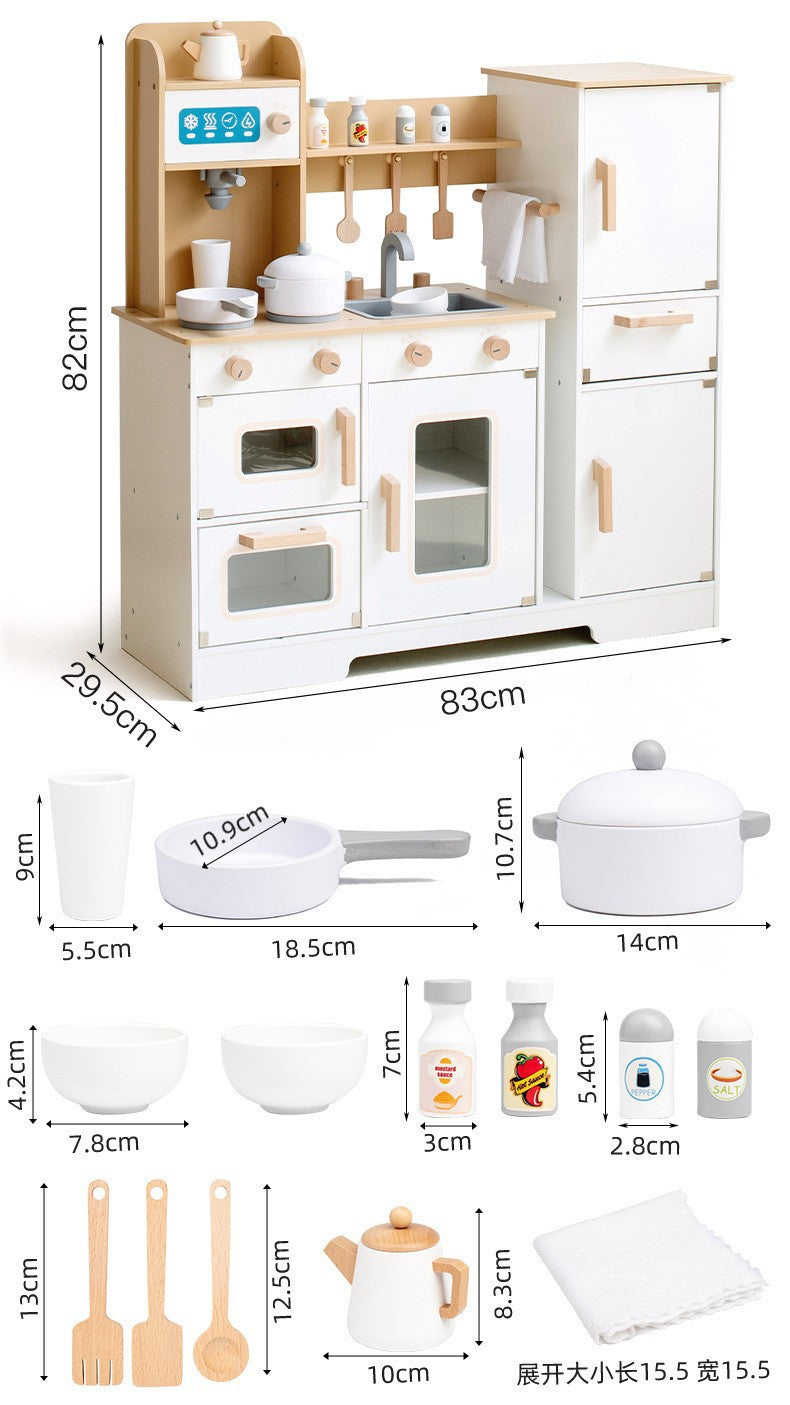 Danish Children's Pretend Play Kitchen Cooking Toy Set with Realistic Sound and Light, Refrigerator, and Wooden Stove…