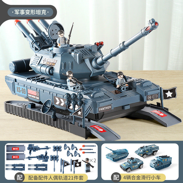 Cross-border new storage military tank model children Boy with sound and light story multi-function toy car hot sale - The…