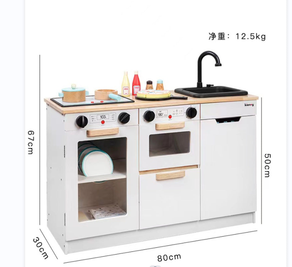 Danish Children's Pretend Play Kitchen Cooking Toy Set with Realistic Sound and Light, Refrigerator, and Wooden Stove…