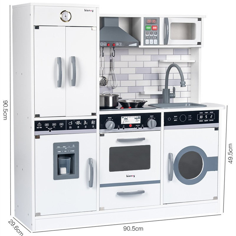 Danish Children's Pretend Play Kitchen Cooking Toy Set with Realistic Sound and Light, Refrigerator, and Wooden Stove…