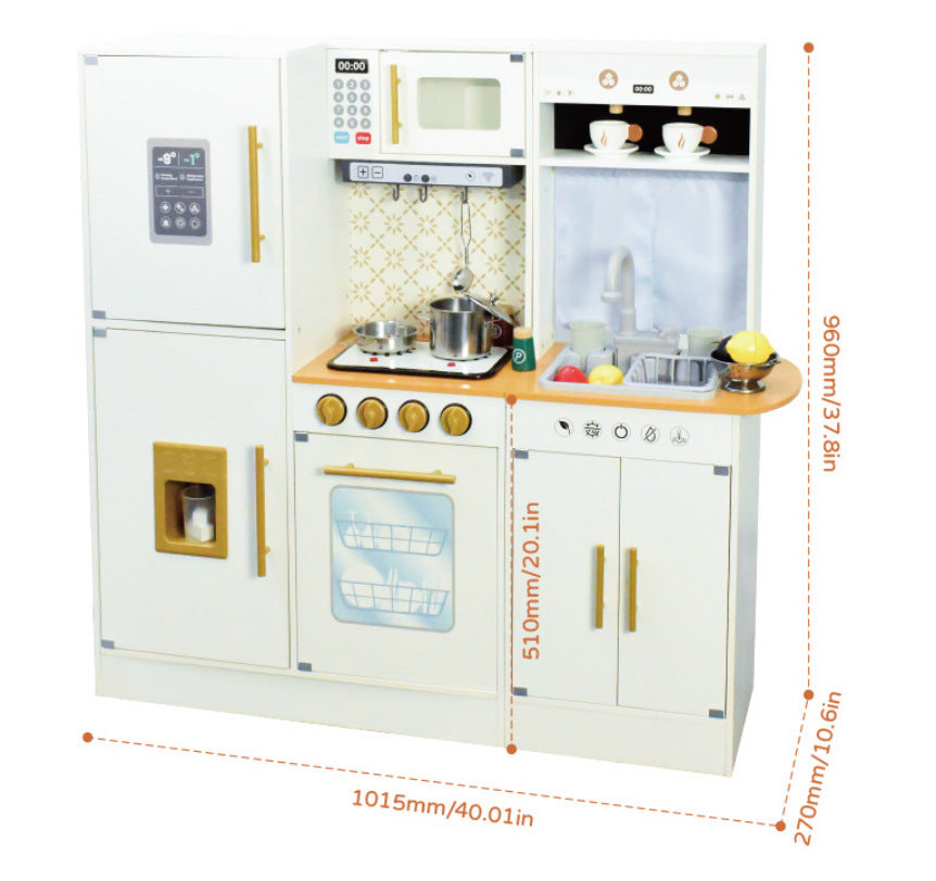 Danish Children's Pretend Play Kitchen Cooking Toy Set with Realistic Sound and Light, Refrigerator, and Wooden Stove…