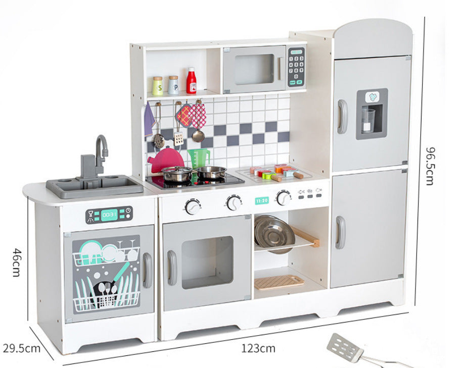 Danish Children's Pretend Play Kitchen Cooking Toy Set with Realistic Sound and Light, Refrigerator, and Wooden Stove…