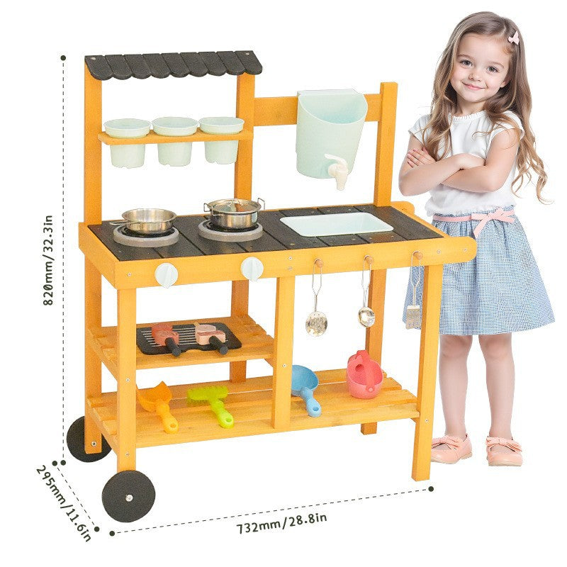 Danish Children's Pretend Play Kitchen Cooking Toy Set with Realistic Sound and Light, Refrigerator, and Wooden Stove…