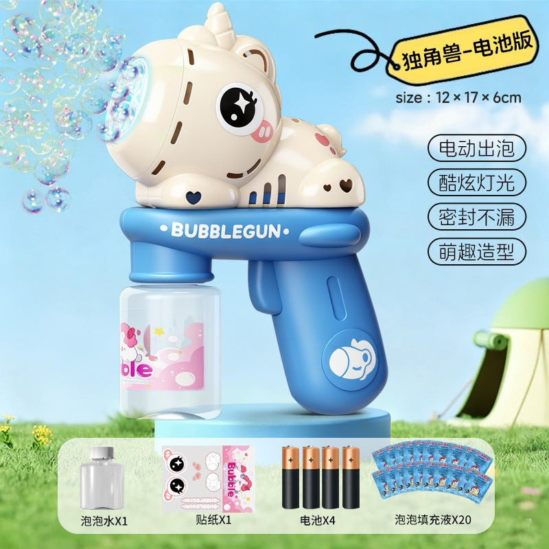 Upgraded Electric Cartoon Bubble Gun with One-Touch Bubble Release and Lights, Safe for Babies, Leak-Proof Outdoor Bubble…