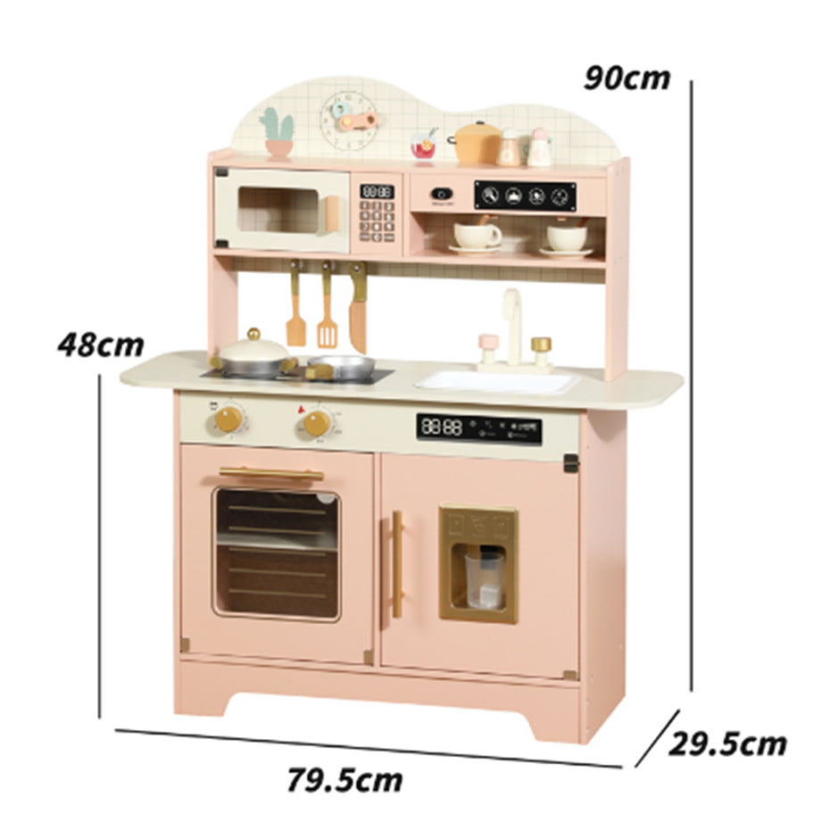 Danish Children's Pretend Play Kitchen Cooking Toy Set with Realistic Sound and Light, Refrigerator, and Wooden Stove…