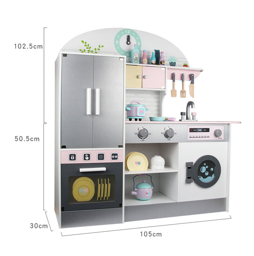 Danish Children's Pretend Play Kitchen Cooking Toy Set with Realistic Sound and Light, Refrigerator, and Wooden Stove…