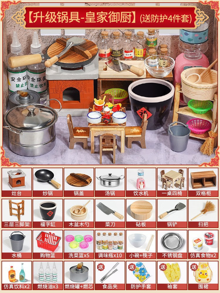 Children's mini kitchen toys can really cook house cooking wooden full set of simulation kitchenware suit manufacturers…