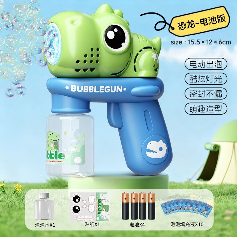 Upgraded Electric Cartoon Bubble Gun with One-Touch Bubble Release and Lights, Safe for Babies, Leak-Proof Outdoor Bubble…