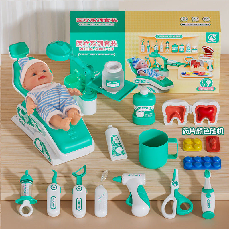 Children play house toys simulation dental doctor can water injection boys and girls toys suit - 5509-1 dentist bed…