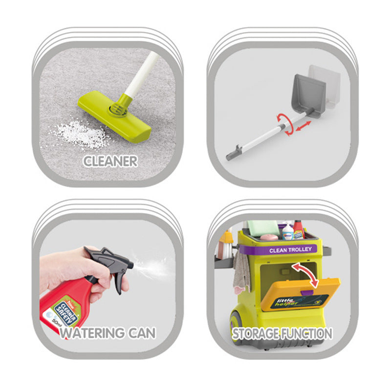 Cross-mirror children's simulation cleaning tools cart suit boys and girls children's sanitary sweeping house toys - image 2