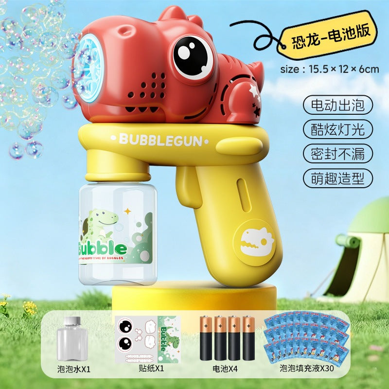 Upgraded Electric Cartoon Bubble Gun with One-Touch Bubble Release and Lights, Safe for Babies, Leak-Proof Outdoor Bubble…