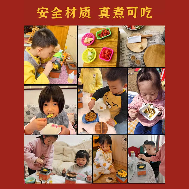 Children's mini kitchen toys can really cook house cooking wooden full set of simulation kitchenware suit manufacturers…