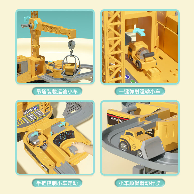 Cross-border new children's multi-functional deformation engineering excavator storage music early education inertia toy…