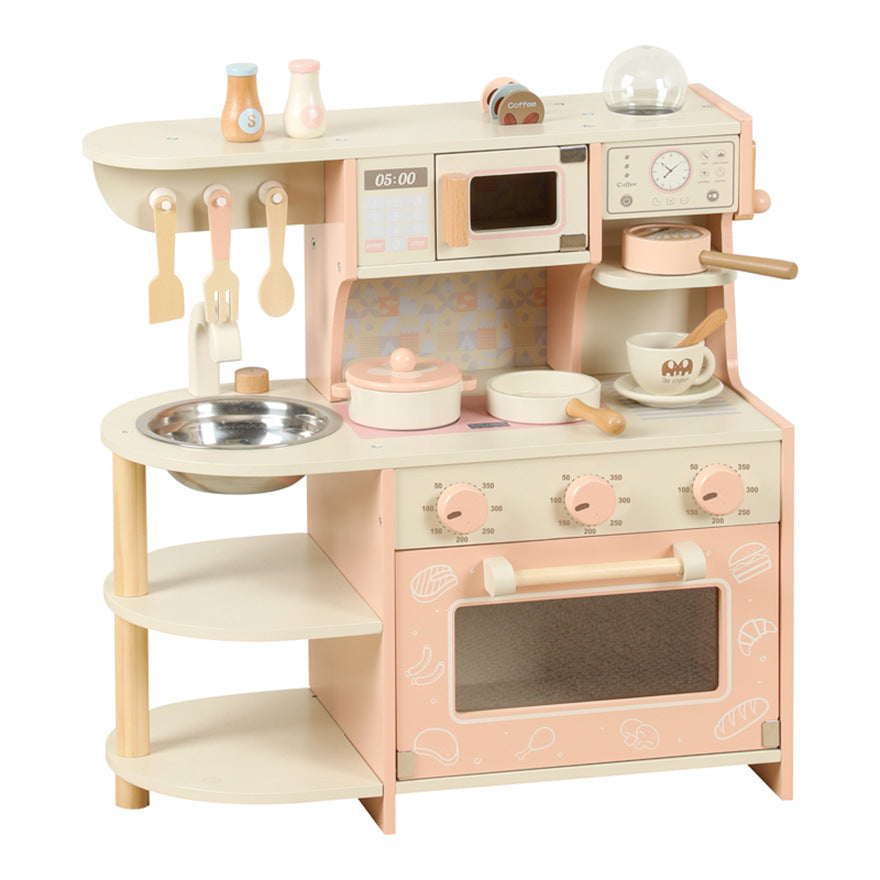 Danish Children's Pretend Play Kitchen Cooking Toy Set with Realistic Sound and Light, Refrigerator, and Wooden Stove…