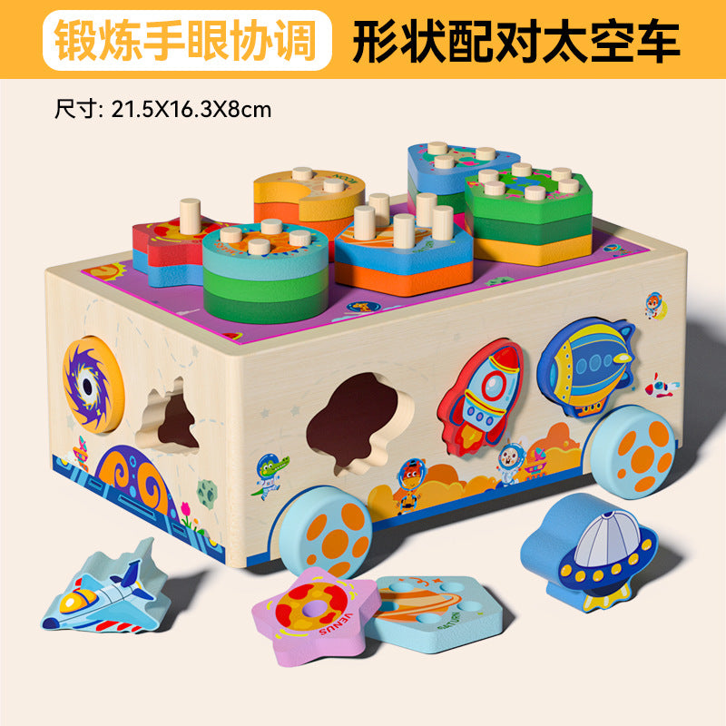Montessori Early Education Educational Toys Shape Matching Cognitive Wooden Toy Set for Children Boys and Girls I…