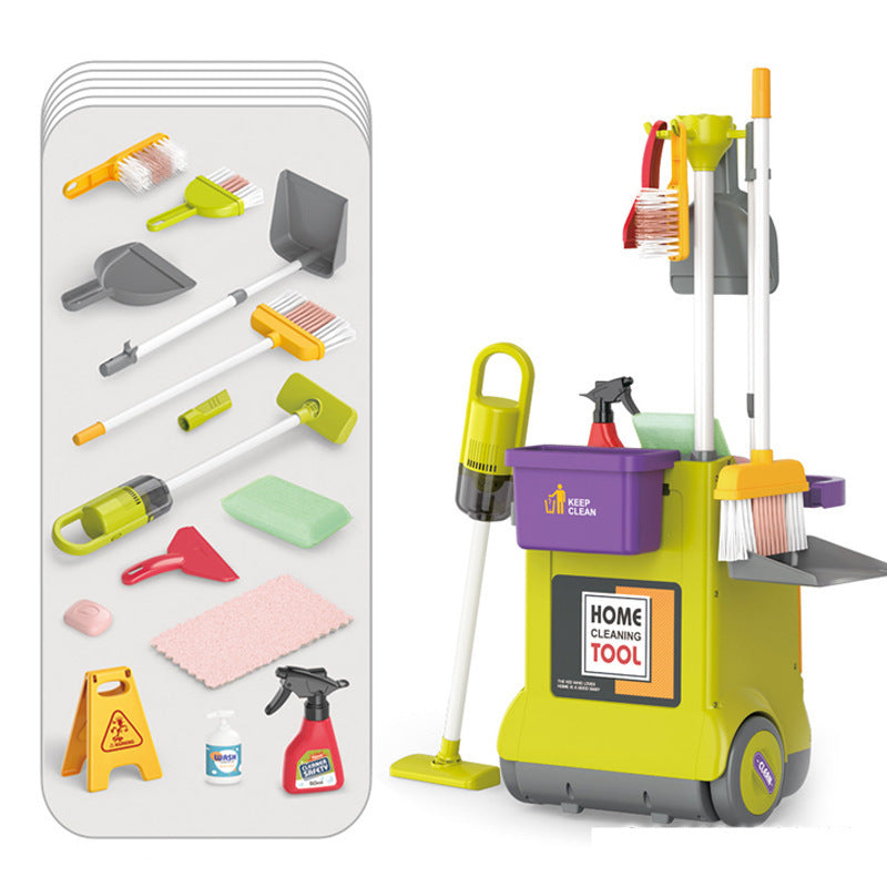 Cross-mirror children's simulation cleaning tools cart suit boys and girls children's sanitary sweeping house toys - image 3