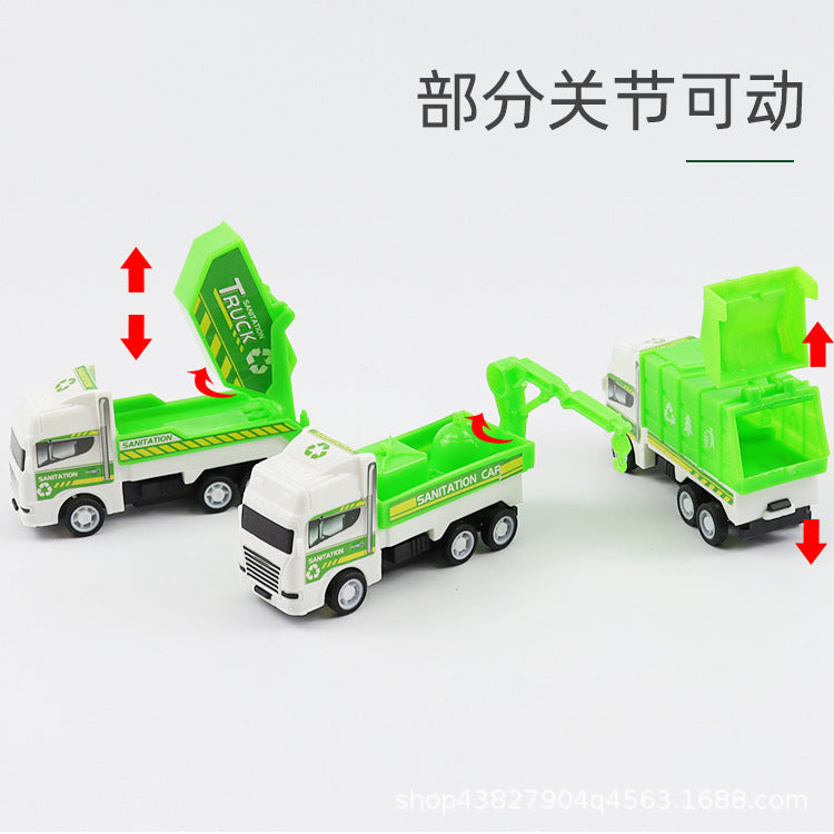 Wholesale children's toy engineering vehicle city sanitation vehicle four mini plastic pull-back vehicle wholesale gift…